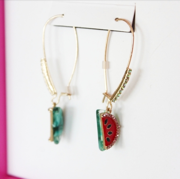 NWB BETSEY JOHNSON WATERMELON DROP EARRINGS - Picture 3 of 4